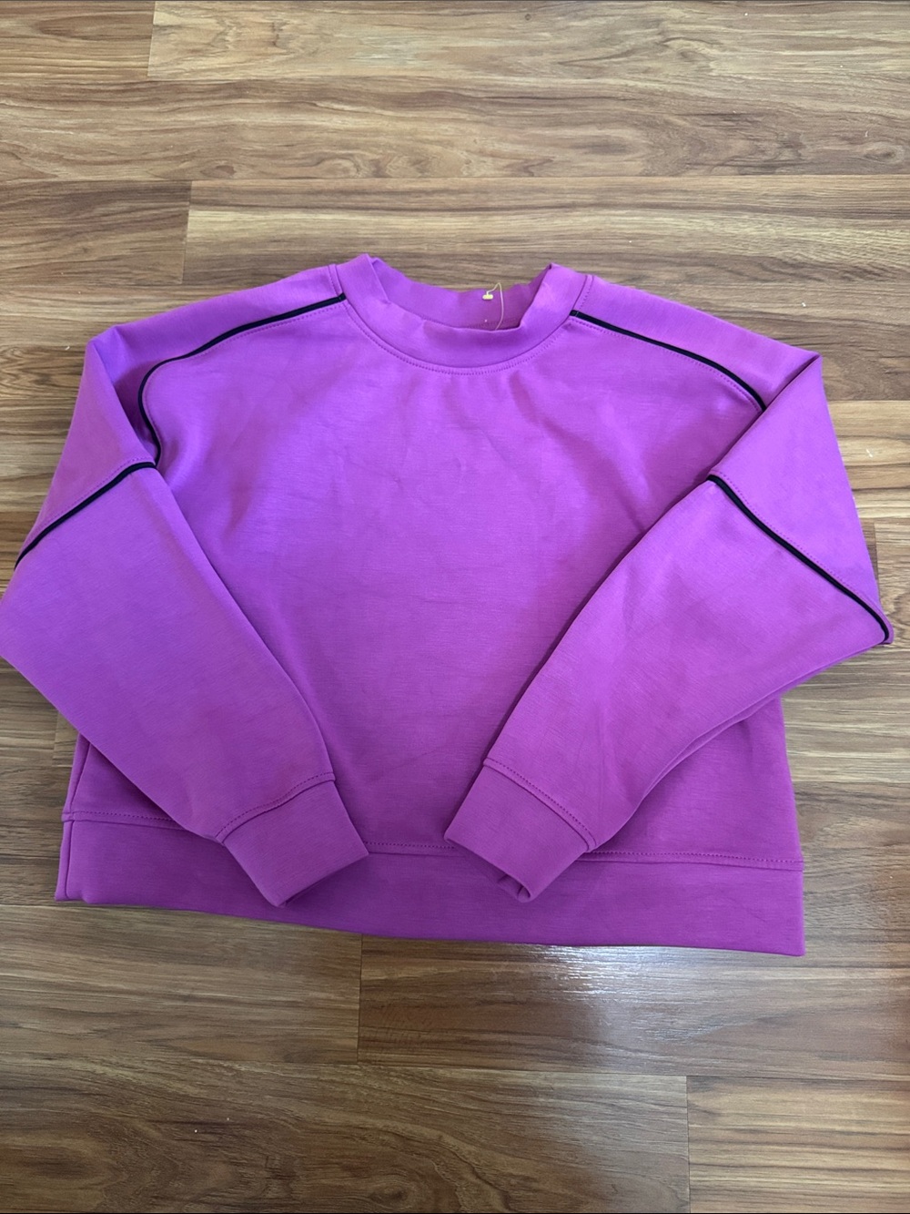 Men's Crewneck Sweatshirt in Vibrant Purple with Contrast Piping